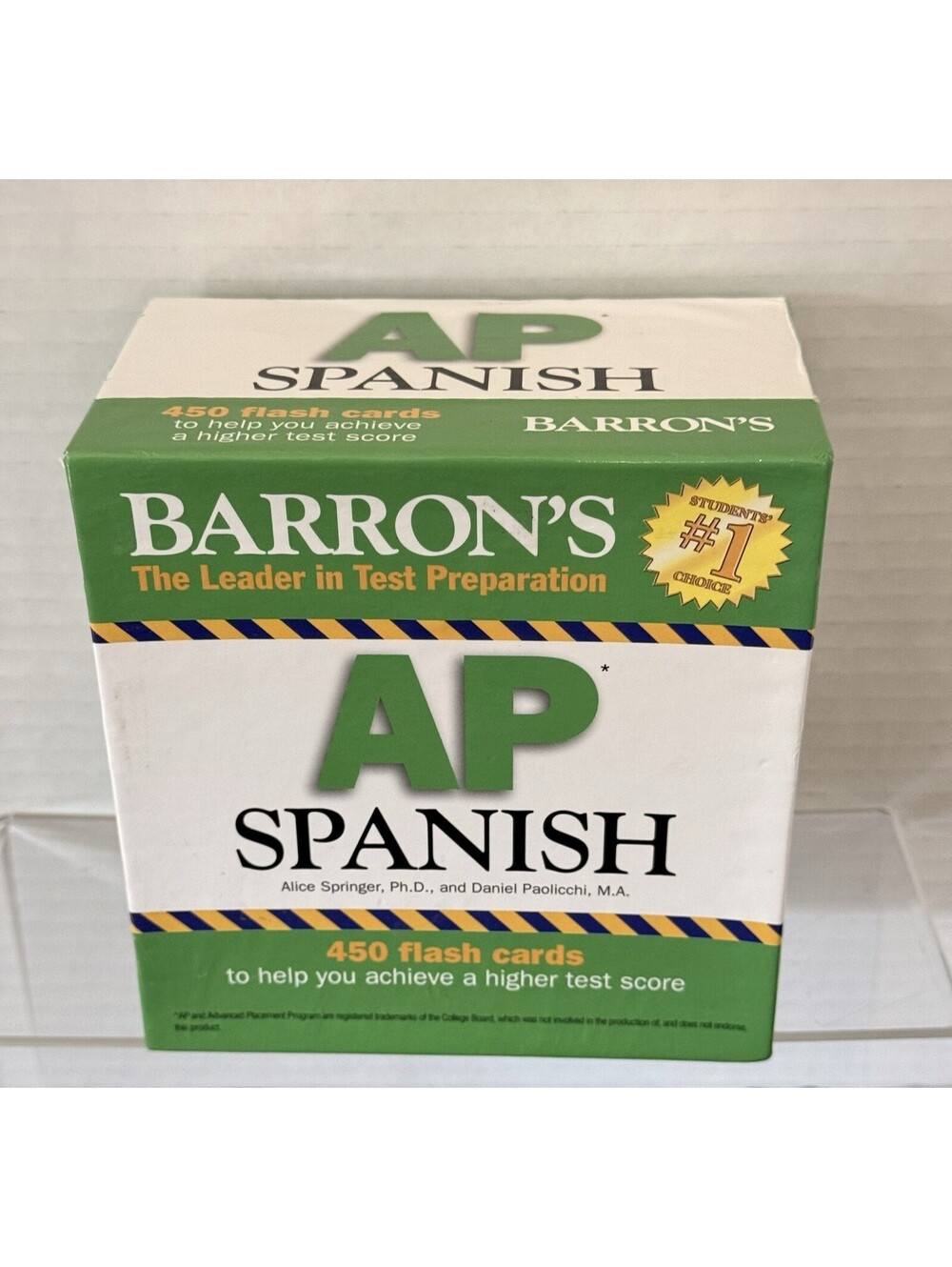 Barron's AP Spanish Set of 450 Flash Cards, First Edition ISBN: 978-1438070520).